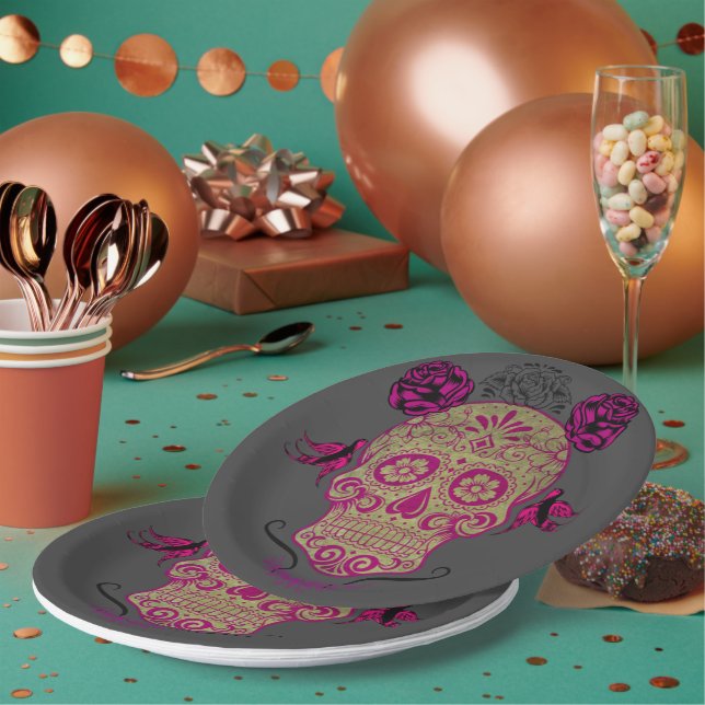 Prato De Papel Sugar Skull 1.0 (Múltiplo)