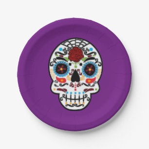 Prato De Papel Sugar Skull - Partido Espanhol Mexicano