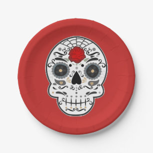 Prato De Papel Sugar Skull - Partido Espanhol Mexicano