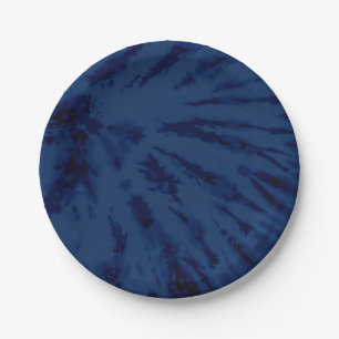 Prato De Papel Summer Artsy Marinho Blue Tie Dye