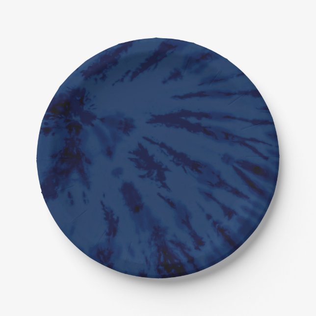 Prato De Papel Summer Artsy Marinho Blue Tie Dye (Frente)