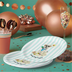 Prato De Papel Summer Beach Yellow Labrador Retriever - Cachorro