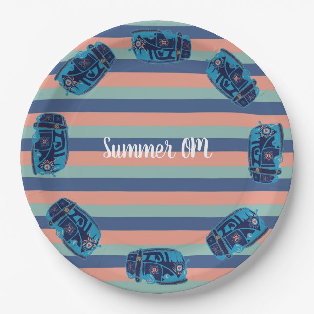 Prato De Papel Summer Boho Van Paper Plates (Frente)