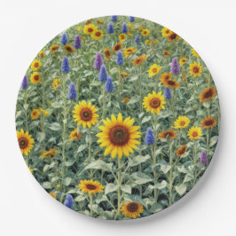 Prato De Papel Summer Field of Sunflowers and Wildflowers