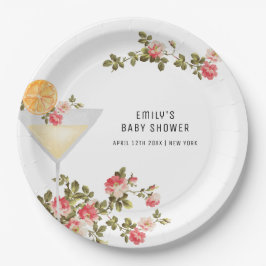 Prato De Papel Summer Floral Brunch Borracha Chá de fraldas de Ch