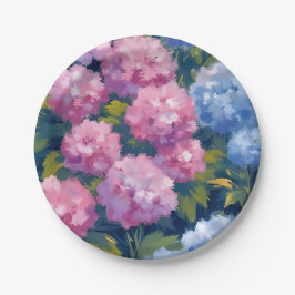 Prato De Papel Summer Hydrangeas | Flores Costeiras Rosa e Azul