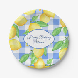 Prato De Papel Summer Lemon Gingham Birthday