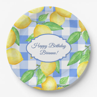 Prato De Papel Summer Lemon Gingham Birthday
