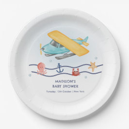 Prato De Papel Summer Travel Adventure Sea Airplane Baby Shower
