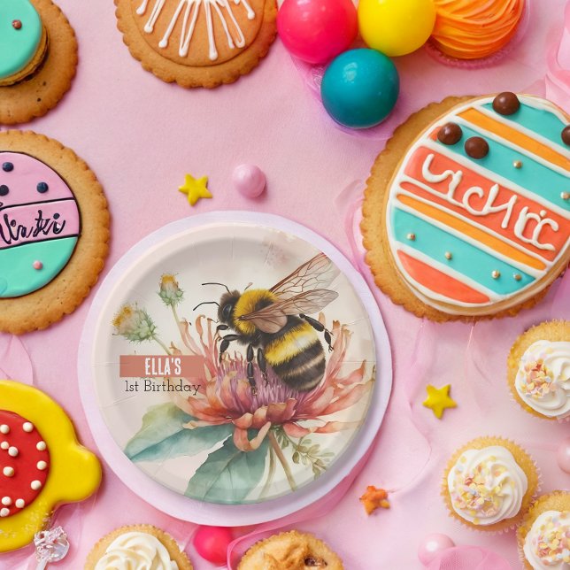 Prato De Papel Summer vibes Bumblebee - Festa de aniversário - (Criador carregado)