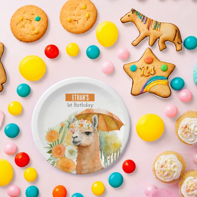 Prato De Papel Summer vibes Llama - Festa de aniversário - (Criador carregado)