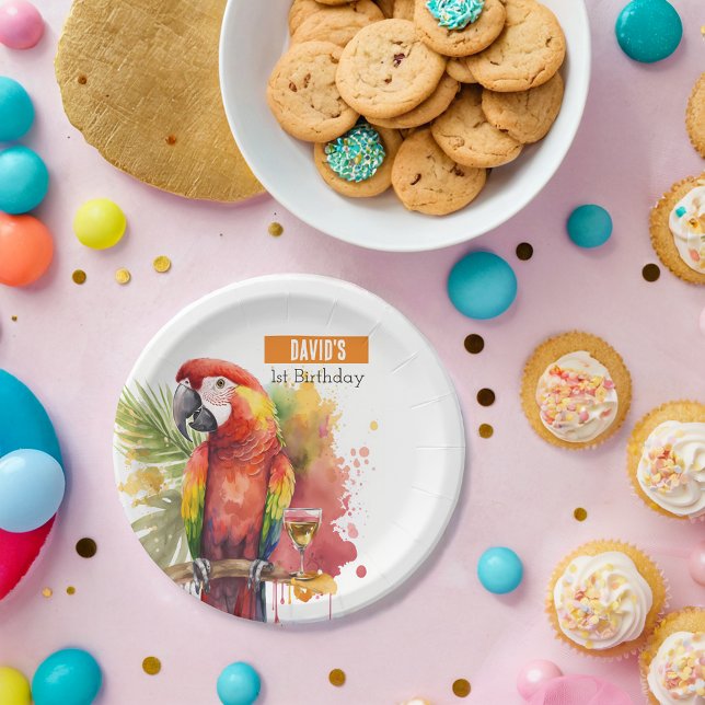 Prato De Papel Summer vibes Papagaio - Festa de aniversário - (Criador carregado)