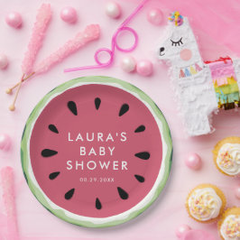 Prato De Papel Summer Watermelon Sweet Little Chá de fraldas