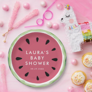 Prato De Papel Summer Watermelon Sweet Little Chá de fraldas