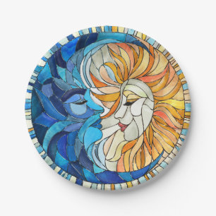 Prato De Papel Sun e Moon Mosaico Art