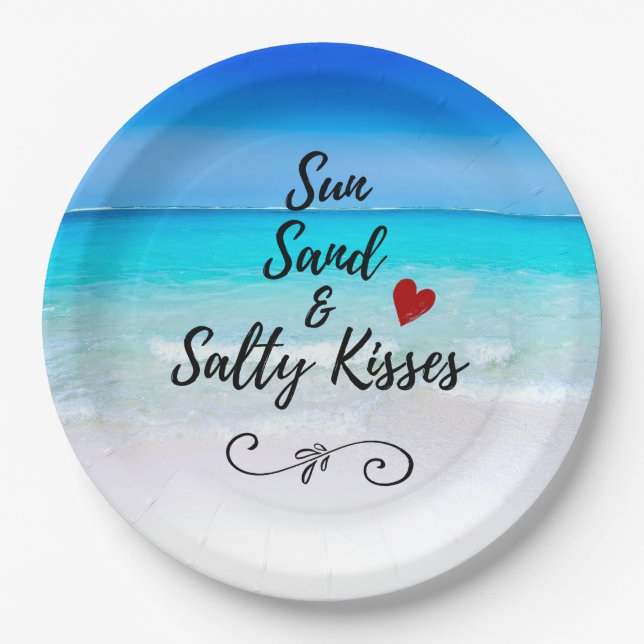 Prato De Papel Sun Sand e Salty Kisses Tropical Beach (Frente)