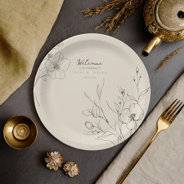 Prato De Papel Sun-Washed Garden Wedding Floral Border ID1283 (Criador carregado)