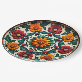 Prato De Papel 💀 🎉 Sunburst & Salsa Día de los Muertos