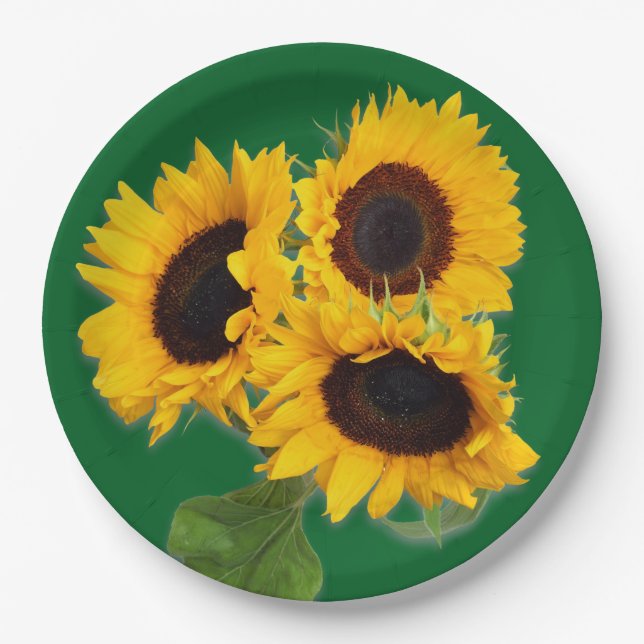 Prato De Papel Sunflower Bouquet Disposable Paper Plate (Frente)