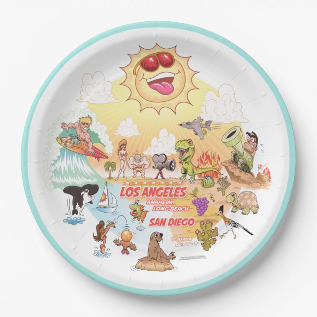 Prato De Papel Sunny California Beach Plate (Frente)