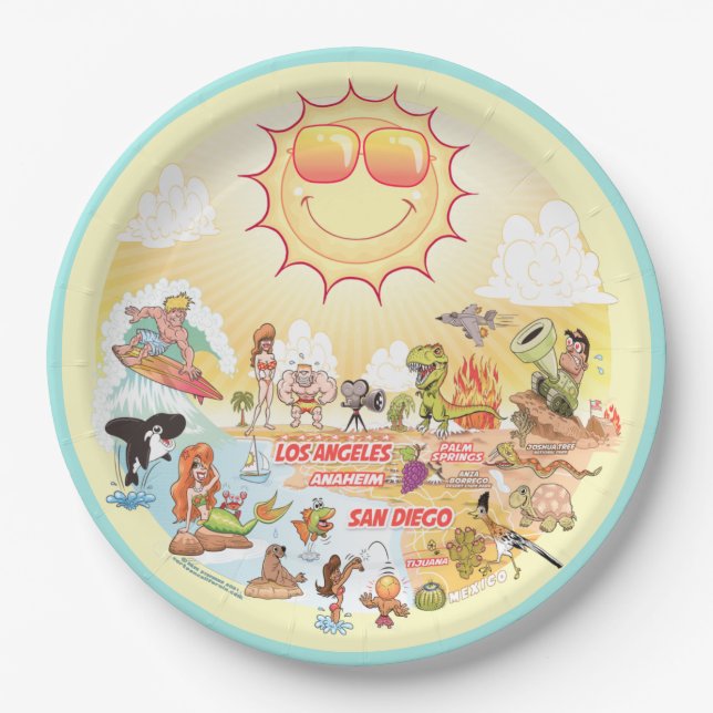 Prato De Papel Sunny California Beach Plate (Frente)