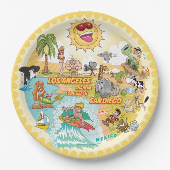 Prato De Papel Sunny California Beach Plate (Frente)