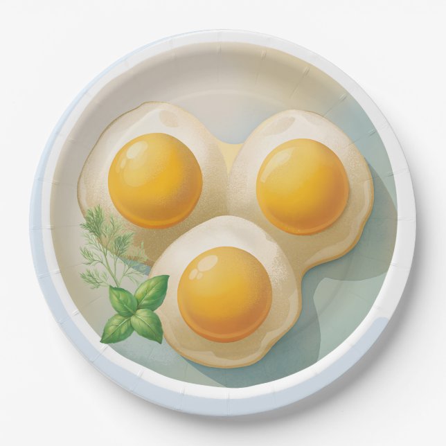Prato De Papel Sunny Side Up Ovos Design (Frente)