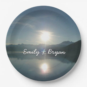 Prato De Papel Sunrise sobre Fjord Alaska Fotografia do College