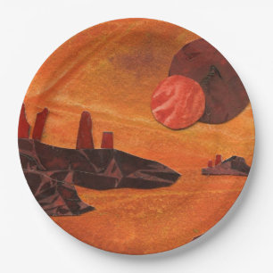 Prato De Papel Suns duplos "Mares de Fogo" do SciFi, mundo dos ma