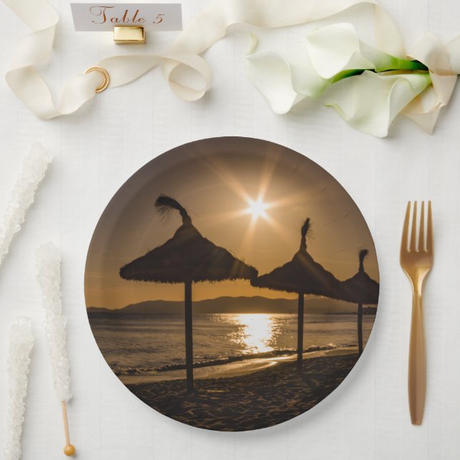 Prato De Papel Sunset na praia, Maiorca, Espanha (Casamento)