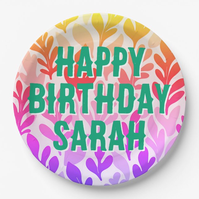 Prato De Papel sunset nature leaf ombre Happy Birday (Frente)