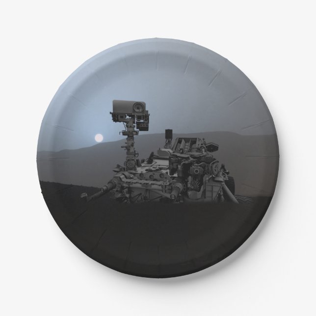Prato De Papel Sunset no veículo da curiosidade de Marte (Frente)