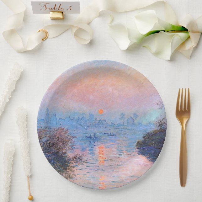 Prato De Papel Sunset sobre o Seine Claude Monet (Casamento)