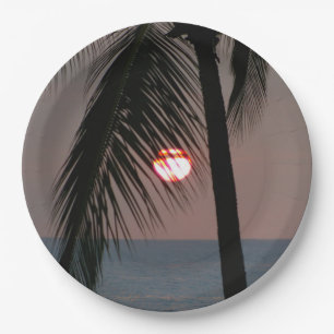 Prato De Papel Sunset Tropical Palm Tree