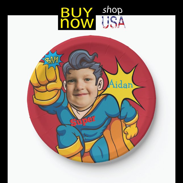 Prato De Papel Super-herói 🦸 Birthday Fantástico Kid Budget (Criador carregado)