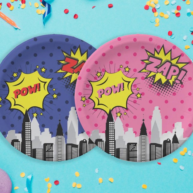 Prato De Papel Super Herói Única do Livro dos BD (Criador carregado)