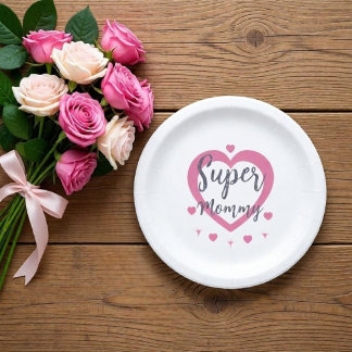 Prato De Papel Super Mommy Personalized Best Mom Gift Paper Plate