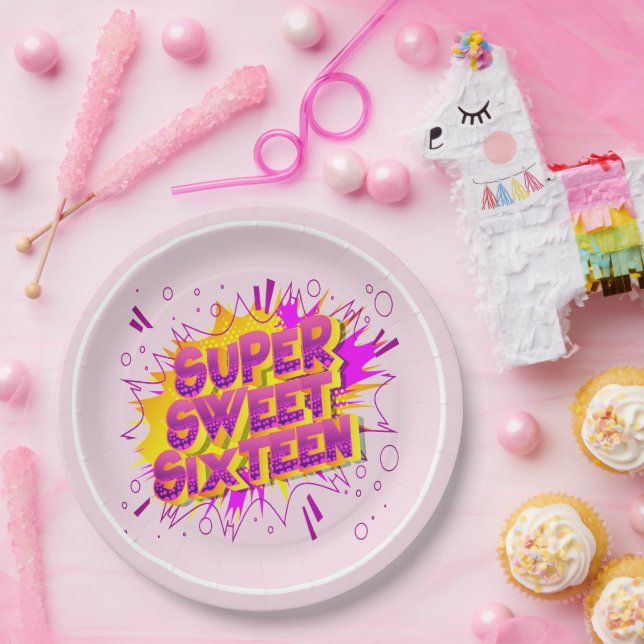 Prato De Papel Super Sweet 16th Birthday party (Festa)