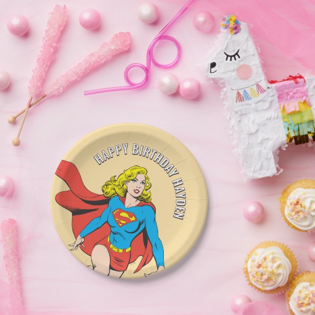 Prato De Papel Supergirl em Ação (Festa)