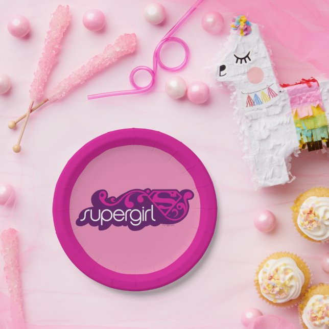 Prato De Papel Supergirl Groovy Name e S-Shield (Festa)