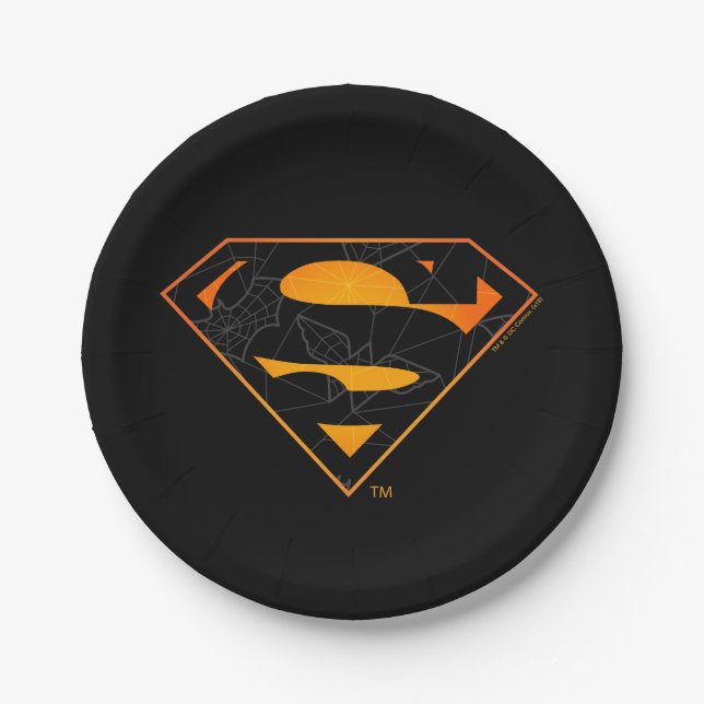 Prato De Papel Superman | Logotipo inspirado no Halloween (Frente)
