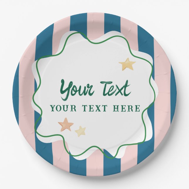 Prato De Papel Suprimentos de Festa Listras Verdes Divertidas Col (Frente)