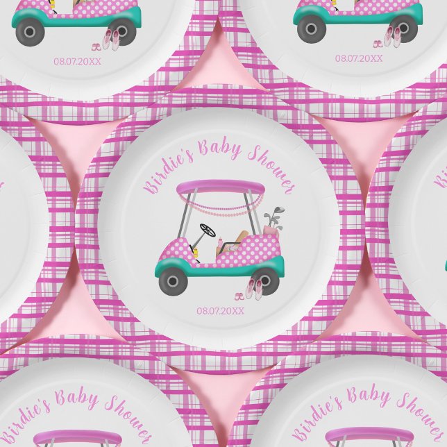 Prato De Papel Suprimentos para Bebê de Carrinho de Golfe Rosa Ch (Criador carregado)