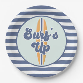 Prato De Papel Surf está Acima da Prancha de Surf no Aniversário