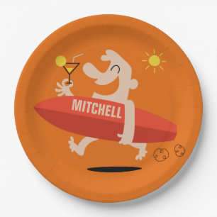 Prato De Papel Surfer com placas de papel personalizadas Cocktail