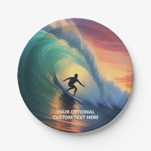 Prato De Papel Surfer de Texto Personalizado