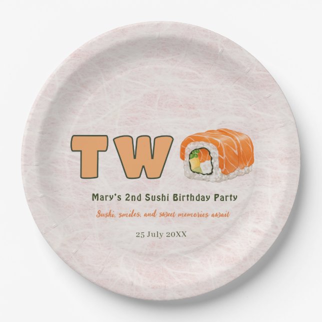 Prato De Papel  Sushi- 2nd Birthday (Frente)