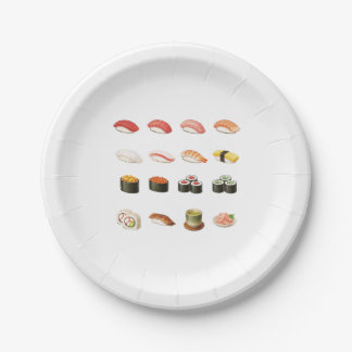 Prato De Papel Sushi Paper Plates – Japanese Food Party Design