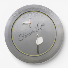 Prato De Papel Swans de amor para sempre