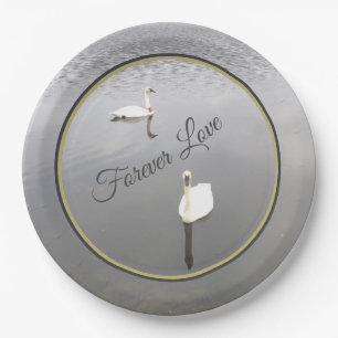 Prato De Papel Swans de amor para sempre